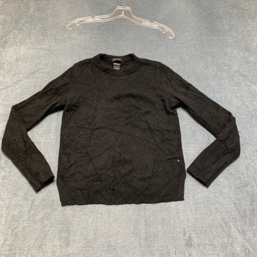 Halogen Sweater Womens Small Black Crew Neck Cashmere Long Sleeve Knit Pullover